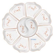 원형 접시 그릇 세트 집들이 도자기 식기 플레이트, 크라운80cm10+태극권플레이트