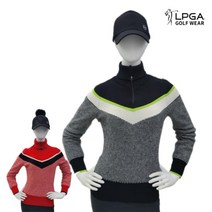 LPGA 골프웨어 여성 겨울 체크 방풍 니트 티셔츠 T609P