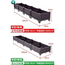플랜트박스 플랜터 특대 텃밭상자 옥상 화분 화단 파티션 야외, 플라스틱, 홑겹 4연상자