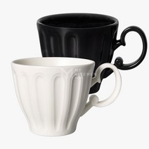 앤틱 세로줄 유광 머그컵 (2color/400ml)-로맨틱 빈티지 카페컵 홈카페분위기, 화이트