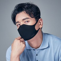 국산 빨아쓰는 항균 자외선 비말 차단 기능성 친환경 입체 브이펜더 마스크, L, 블랙