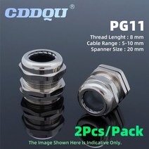 케이블글랜드 2pcs 방수 금속 니켈 pleated 황동 메트릭 및 pg 스레드 케이블 글 랜드 m6-m18 pg7-pg11 고정 씰 조인트 배선 액세서리, CHINA, PG11 Fit 5-10mm