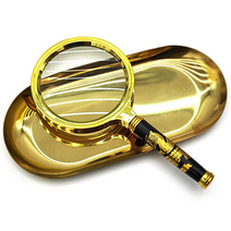 고급 용 금테 돋보기 L 휴대용 확대경 독서용