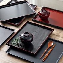 티크 사각 쟁반 칠기 일식 혼밥 업소용 식당 서빙 플라스틱 멜라민 트레이
