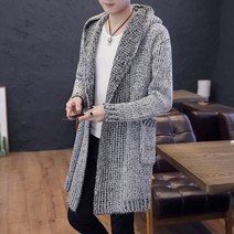 남자 린넨 가디건 겨울 긴 스웨터 재킷 두꺼운 느슨한 후드 카디건 캐주얼 따뜻한 청소년 니트 코트 옴므 옷