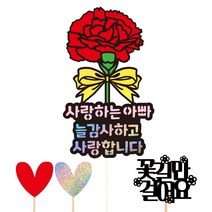 비비드레인 카네이션 어버이날 생신 케이크토퍼, 121-카네이션(아빠)+픽3개