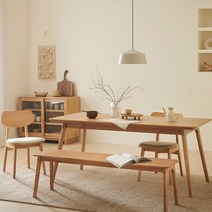 한샘몰pick 더메이드 리브 6인 원목수납 식탁 라탄+원목의자 벤치세트, B 라이트그레이 원목(1)+라탄(1)(B)