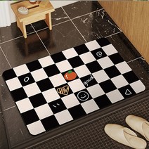 [유유존] 2개 빨아쓰는 규조토발매트 주방 욕실 발매트, 3_스마일규조토발매트_체크(2개입)