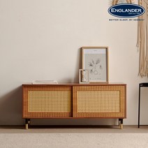 잉글랜더 NEW 오아후 템바보드 라탄 거실장 1200 B타입, 멀바우브라운