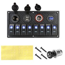 카라반 캠핑카 부품 수리용품 24v 12v 8 토글 라이트 스위치 패널 usb 충전기 전원 어댑터 led car accessories for caravan rv van 해양, 파란색