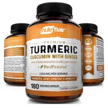 해외 NutriFlair 커큐민 강황 생강 BioPerine 180캡슐, 2개