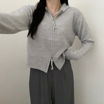 VANANA2 여성 데일리 베이직 캐주얼 후드 투웨이 지퍼 니트 긴팔 집업 3color