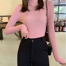 [예쁨시전] 여성 반폴라 슬림핏 니트
