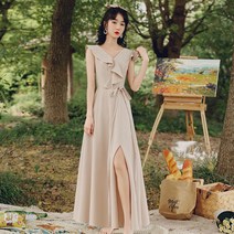 들러리 하객 브라이덜샤워 드레스 웨딩 평상복 여름 새틴 예복 -131097