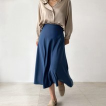 네모 여성용 새틴A라인 스커트