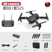 E88Pro 전문가용 RC 드론 HD 카메라 광각 접이식 미니 헬리콥터 원격 조종 비행기 장난감 4k, Black No camera 1B, Black No camera 1B