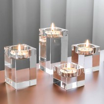 크리스탈 유리 촛대 홀더 무드 티라이트 받침대