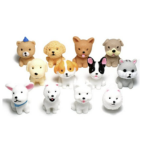 포레스 테라리움 재료 미니 아기 강아지 피규어 12종 세트, 혼합색상 4개