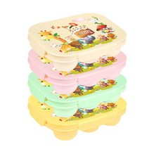 (유아월드) 4면 락형 도시락 (식판+뚜껑) 1세트, 옐로우(생일파티)