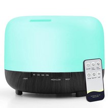 넓은 방을 위한 에센셜 오일 디퓨저: 500ml 아로마테라피 초음파 공기 가습기 리모컨 침실용 - 아로마 쿨 미스트 증발기 타이머 가정용, Black