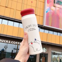 smy일본 보온병 스타일 만화 귀여운 성격 여성 학생 커플 컵 남자 간단한 모리 스타일 컵, 레드뚜껑/곰다시/500Ml, 하나
