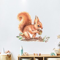아기방꾸미기 포인트벽지 셀프인테리어귀여운 다람쥐와 고슴도치 소나무 콘 버섯 벽 스티커 방 자체 접착, 04 C