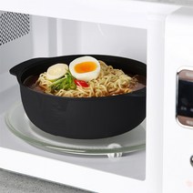 라면용기 라면냄비 밥찜기 2p신형 전자렌지 용기 계란찜기, 블랙
