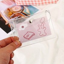 PVC 카드 지갑 홀더 가로형 카드 가벼운 지갑 명함 투명 작은 홀더 학생 PVC, 단품