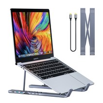 초텍 7in1 USB 멀티허브 탁상용 접이식 노트북 거치대, 실버 HUB-M48