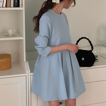 [밀키웨이] 데일리 라운드넥 주름 미니 원피스 4color
