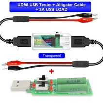 전기테스터기 전파측정기 활선경보기 누설전류계 u96 usb 테스터 dc 디지털 전압계 amperimetro 전원 은행 충전기 표시기 전압 측정기 감지기 + 부하 + 악어, u96-tm-앨리게이터-3a, dc3.60-32.5v, 65x24x14mm
