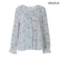 에이비플러스 ab.plus 그린 로즈 러플 블라우스 (LSV1ZB05A)