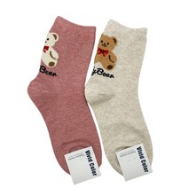 비비드칼라양말여성국산긴목여자곰돌이핑크