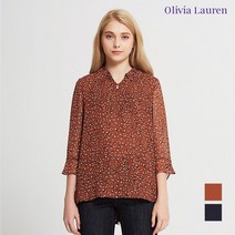 올리비아로렌 아울렛 이월 가을 호피프린트 쉬폰 블라우스 VOCNLVF7231