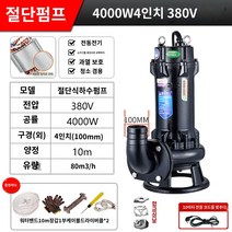 킹마이크로/ 하수펌프 4000w 4인치 10m 분뇨제거 진흙 절단 정화조 바이오 가스 양식장 오수 배출 펌프, 단품