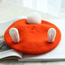 여자의 베레모 모자 DIY 수제 양모는 토끼 귀 화가 모자 가을과 겨울 모직 부모-자식 비니 도매를 느꼈다