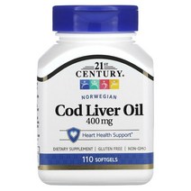 와와마켓 21st Century 면역 건강 관리 노르웨이 대구 간유 Cod Liver Oil 400mg 110정 1팩