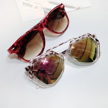 리베리베 레오파드 미러 차외선차단 패션 선글라스 2개세트 브릿지 칠각 호피 뿔테 안경 썬글라스 패션안경 파티용 생일 인싸템 초경량 가벼운