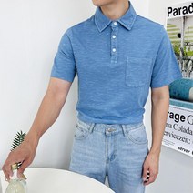 남성 멜란지 워싱 코튼 면 반팔 카라티 남친룩 피케티 자취생 남자티 10대