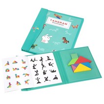자석 칠교퍼즐 도형조합 원목 탱그램 교구 맞추기, 1인용