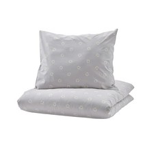 이케아 낫슬렌다 이불커버+베개커버 플로럴패턴 그레이화이트 150x20050x80cm 405.080.25