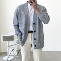 빠델 남성용 남자 오버핏 데일리 무지 니트 가디건