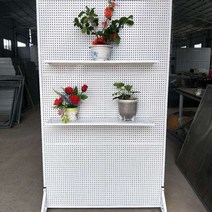 디스플레이 아일랜드 타공 파티션 공구 걸이대 바퀴형 플레이트 이동식, 화이트높이150너비100