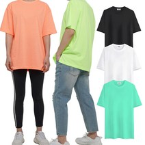 제네브 국내생산 남여공용 M~XL 반팔 오버핏 옆트임 레이어드