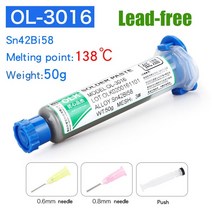 납땜용 저온 무연 주사기 smd 솔더 페이스트 플럭스 Led Sn42Bi58 Sn63Pb37 SMD 수리 용접 페이스트, 05 OLK 4258 50g