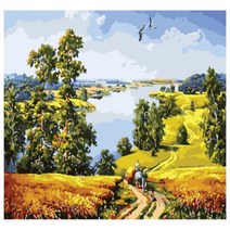 DIY명화 유화 그림그리기세트 시골 풍경 40x50cm, DIY명화 유화 그림그리기세트 시