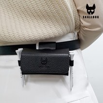 골프 가죽 2구 볼주머니 벨트지급 벨트형 자석잠금 골프공 주머니 사각 파우치 케이스 가방, 던 볼주머니 블랙(여성벨트 증정)