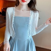 Choyur 쉬밥 여성 여름 가디건 레이스 크롭 탑 숏 데일리