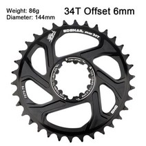 자전거 크랭크 MTB GXP Chainwheel 30T 32T 34T 36T 38T 40T 크라운 체인 링 Sram 11/12S NX XX XO GX GXP11 단일 디스크 트레이, 34T Offset 6mm