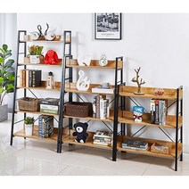 르라온모던 사다리형 다용도 선반 철제 수납 조립 책장, 3단, 블랙